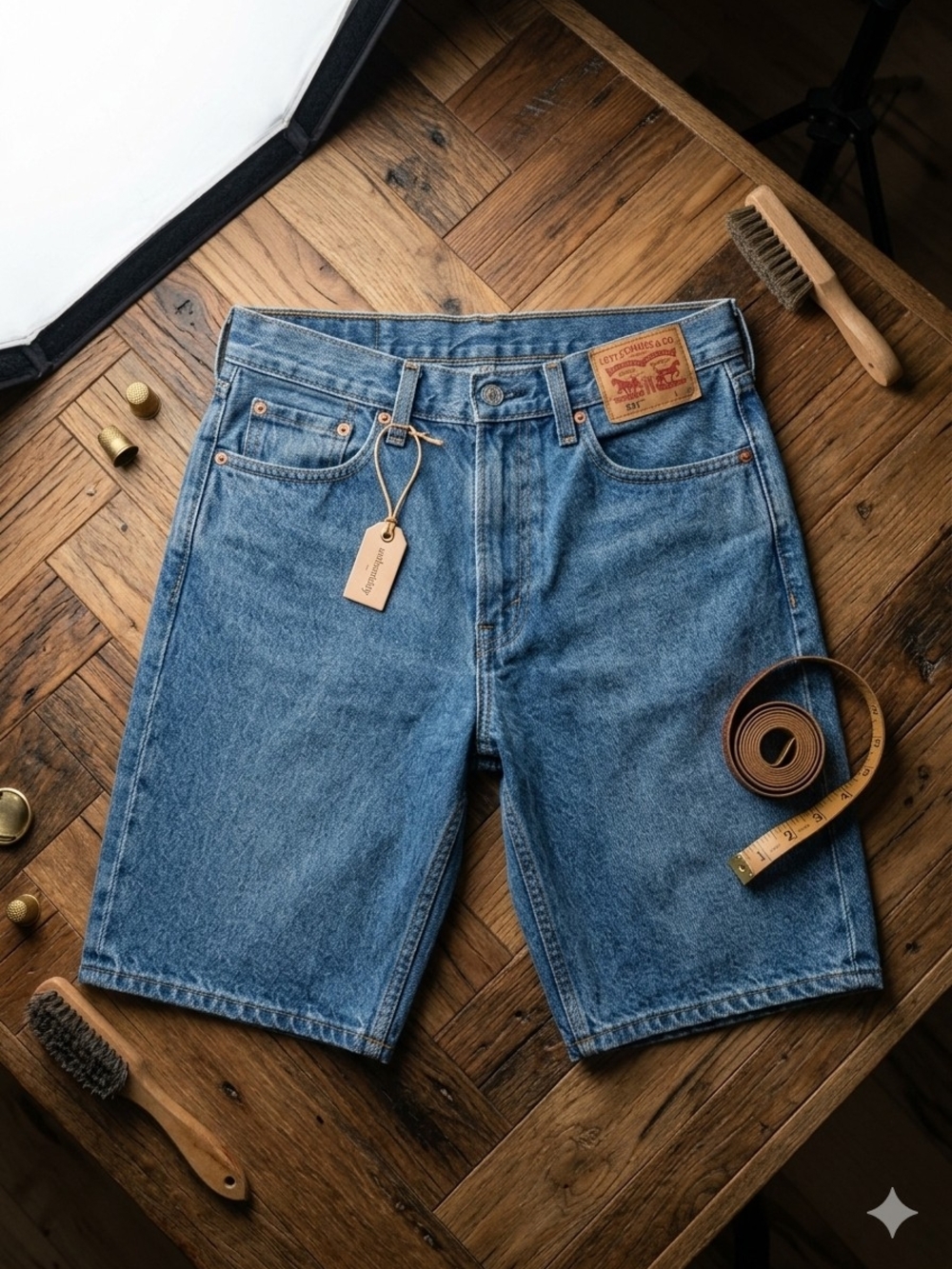 Levi's Medium Blue Denim Jean Shorts - Five-Pocket